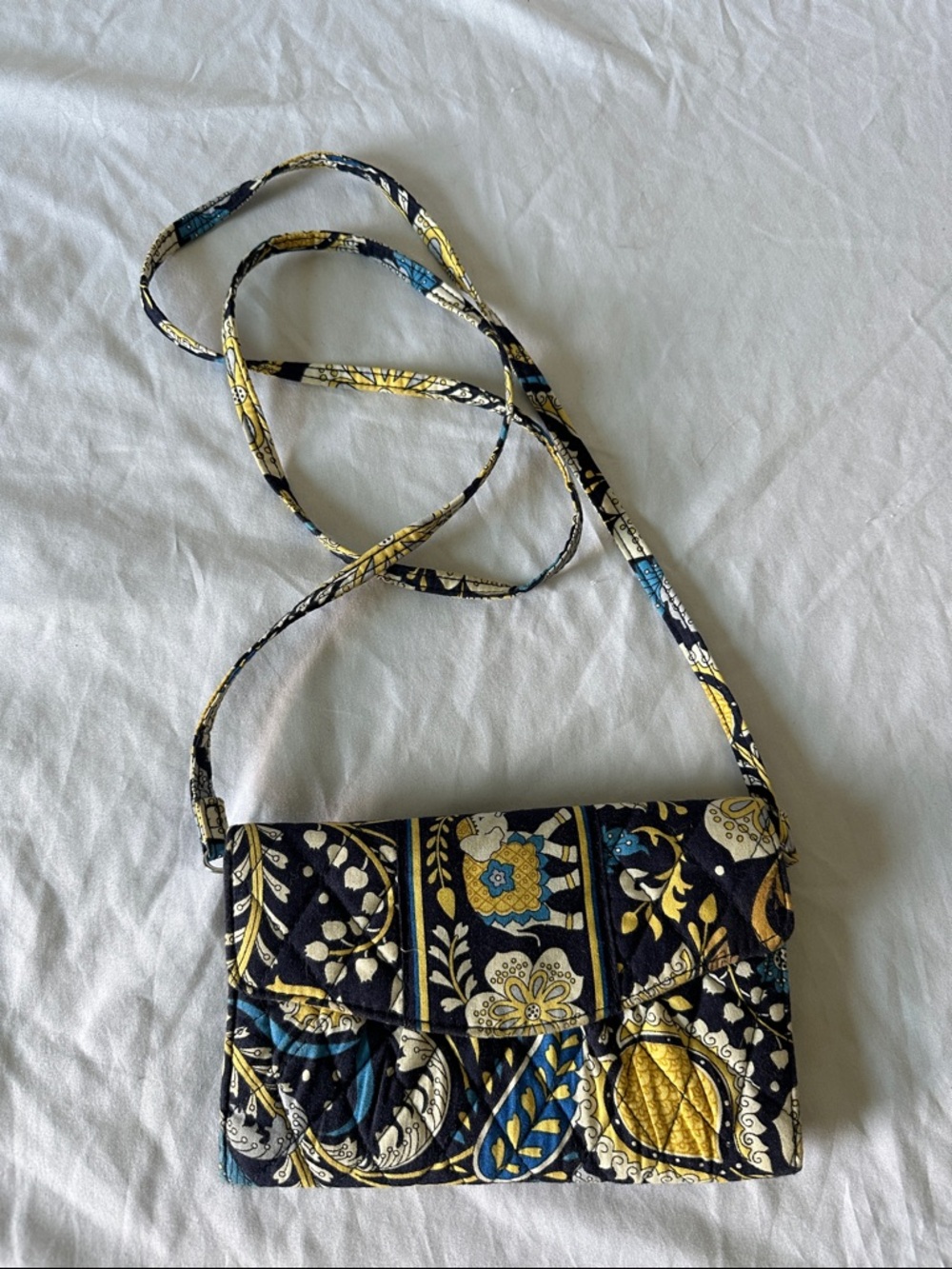 Vera Bradley Navy, Yellow & Cream Quilted Floral Crossbody
